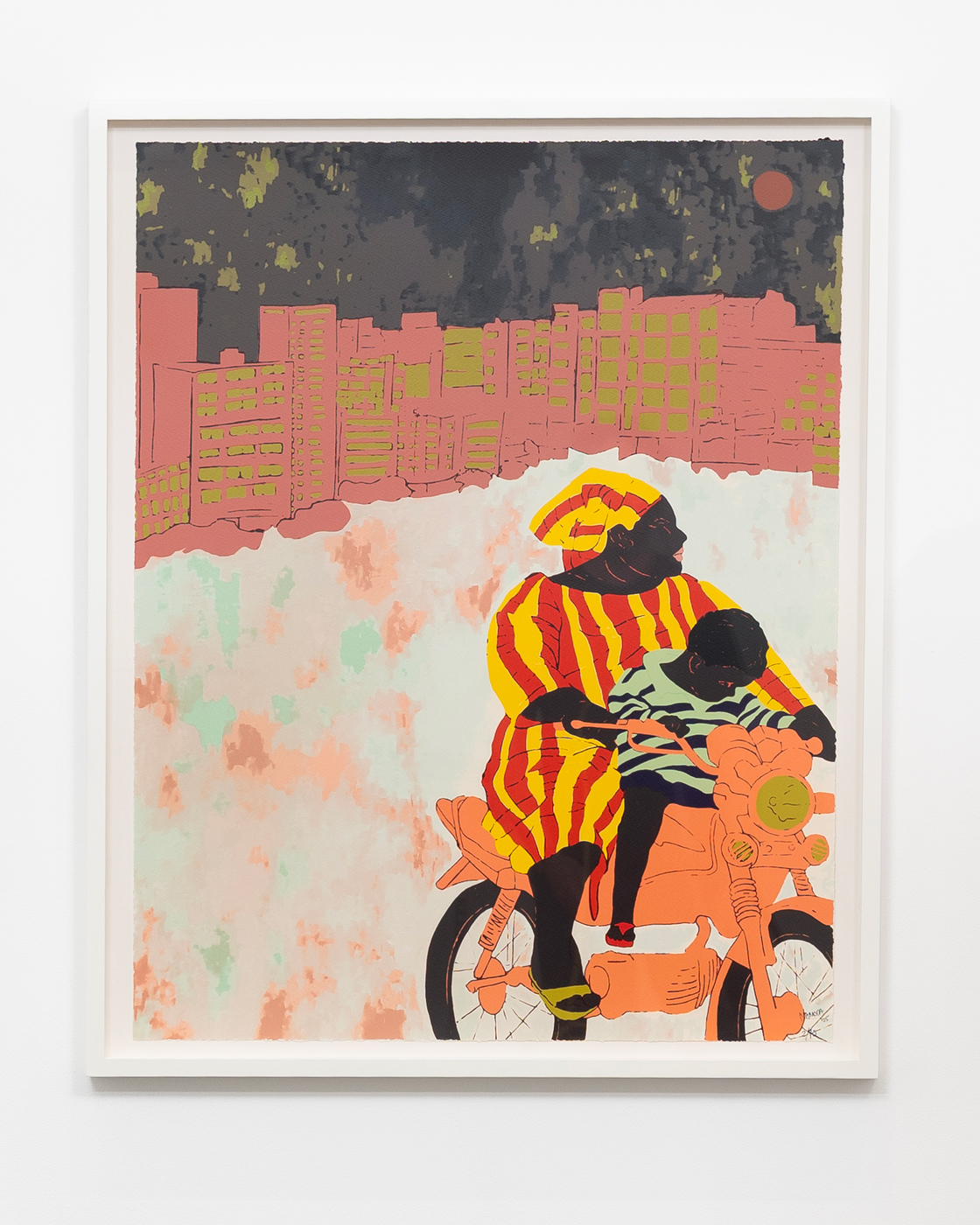 Cassi Namoda, <i>The mother and child from Matola </i> (2025) framed by Darbyshire Framers
