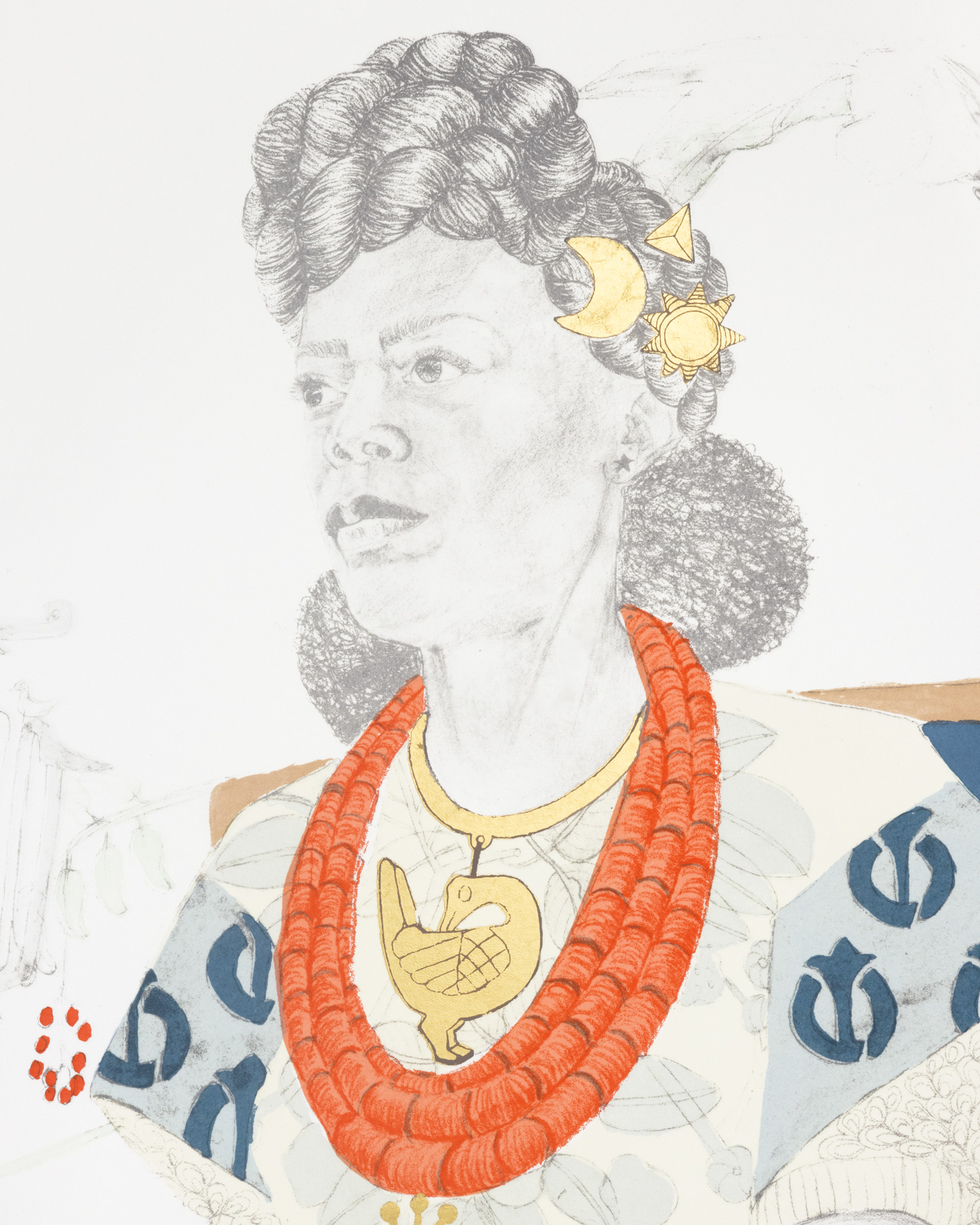 Charmaine Watkiss, <i>To reimagine an African Queen</i> (2026) Detail of gold leaf embellishments