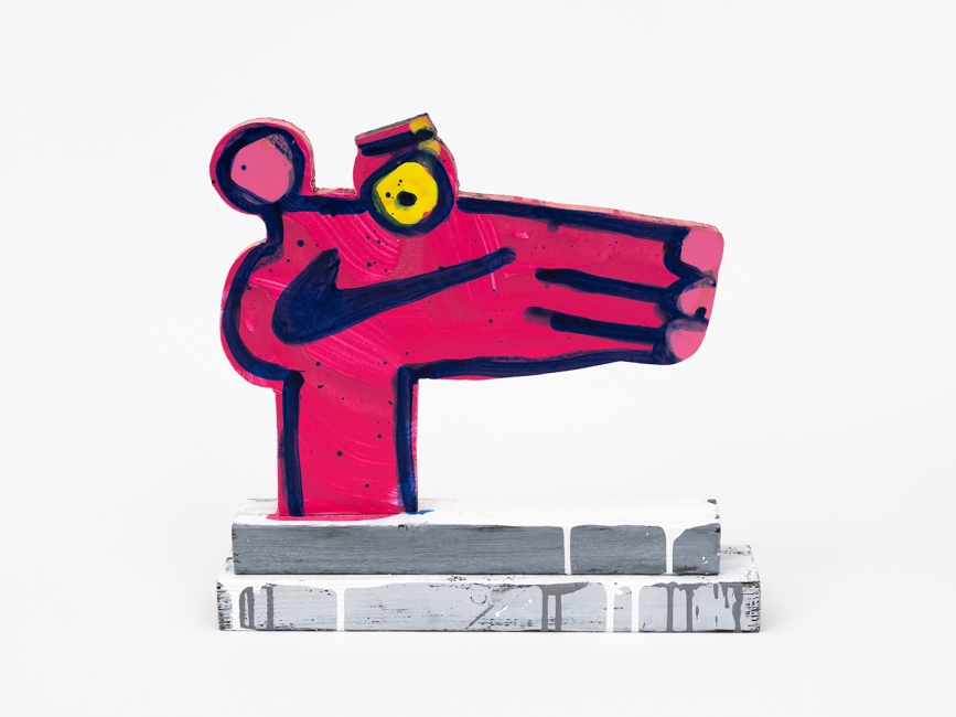Katherine Bernhardt's hand-painted side of collaborative sculptural multiple.