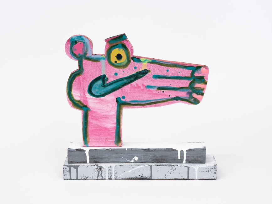 Katherine Bernhardt's hand-painted side of collaborative sculptural multiple.
