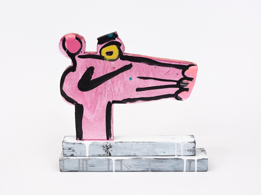 Katherine Bernhardt's hand-painted side of collaborative sculptural multiple.