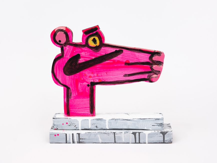 Katherine Bernhardt's hand-painted side of collaborative sculptural multiple.