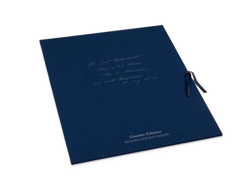 The set of four prints come in a cloth-bound handmade portfolio