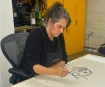 Tracey Emin working on her edition at Counter Studio in Margate