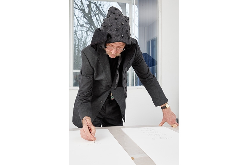 Martin Creed signing the unique prints, Counter Editions HQ, December 2018