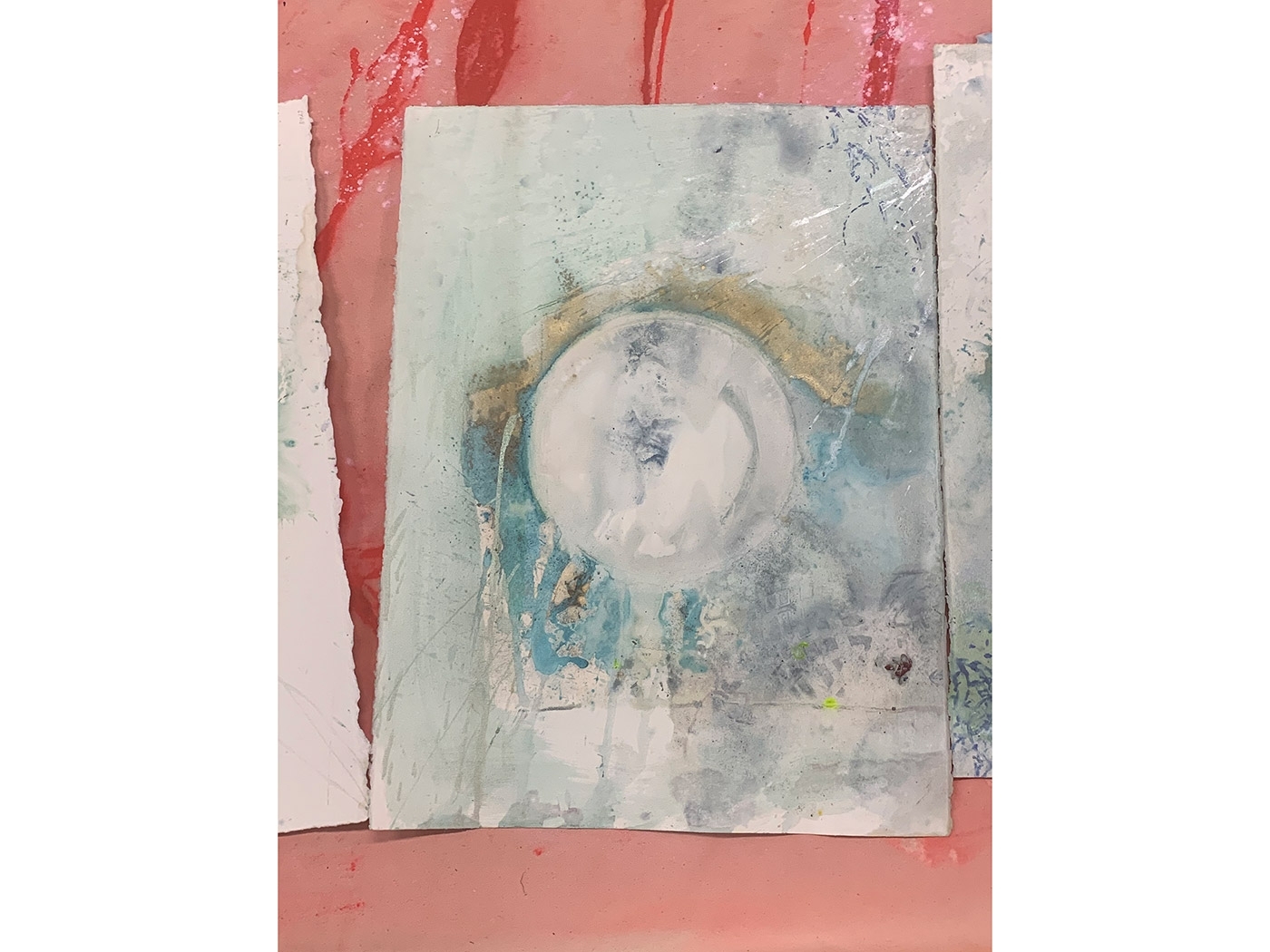 A close-up of the artwork selected by Frank Bowling, inspired by legendary sprinter Usain Bolt