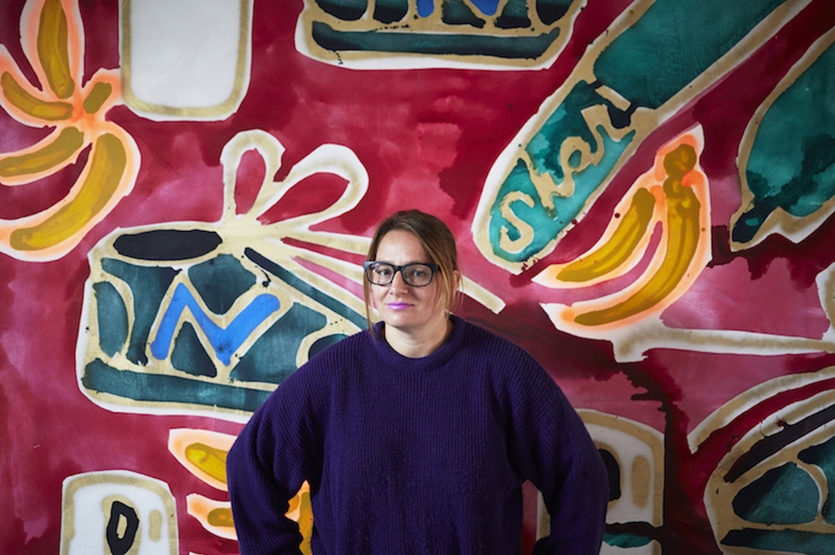 Bernhardt in her Flatbush studio
<br>
<br>
Photo: Courtesy Emily Johnston and Artsy