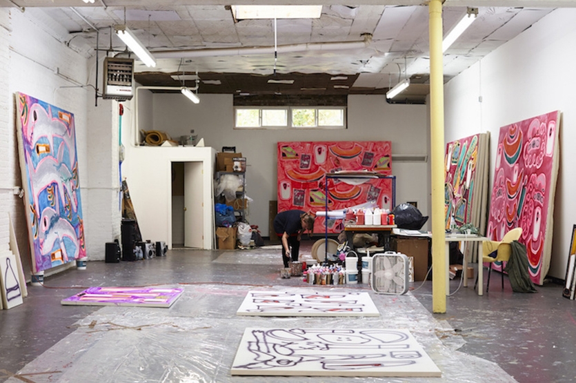 Bernhardt in her Flatbush studio
<br>
<br>
Photo: Courtesy Emily Johnston and Artsy
