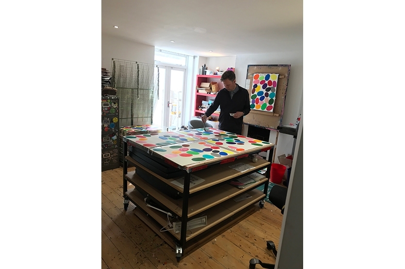 David Shrigley on the last day of hand-painting, May 2019