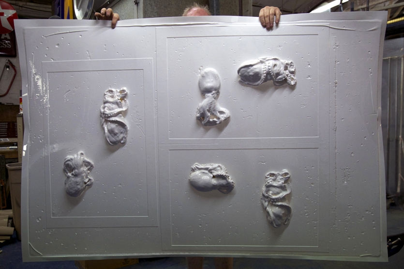 The final pieces taken directly from the machine and ready to be cut down.