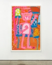 Katherine Bernhardt, <i>Big Cat </i>(2025) framed by Darbyshire Framers