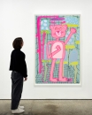Katherine Bernhardt, <i>Big Cat </i>(2025) framed by Darbyshire Framers