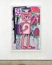 Katherine Bernhardt, <i>Big Cat </i>(2025) framed by Darbyshire Framers