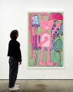 Katherine Bernhardt, <i>Big Cat </i>(2025) framed by Darbyshire Framers