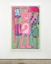 Katherine Bernhardt, <i>Big Cat </i>(2025) framed by Darbyshire Framers