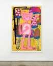 Katherine Bernhardt, <i>Big Cat </i>(2025) framed by Darbyshire Framers