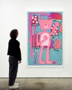 Katherine Bernhardt, <i>Big Cat </i>(2025) framed by Darbyshire Framers