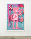 Katherine Bernhardt, <i>Big Cat </i>(2025) framed by Darbyshire Framers