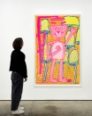 Katherine Bernhardt, <i>Big Cat </i>(2025) framed by Darbyshire Framers