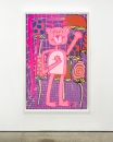 Katherine Bernhardt, <i>Big Cat </i>(2025) framed by Darbyshire Framers