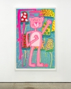Katherine Bernhardt, <i>Big Cat </i>(2025) framed by Darbyshire Framers