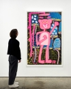 Katherine Bernhardt, <i>Big Cat </i>(2025) framed by Darbyshire Framers