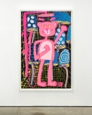 Katherine Bernhardt, <i>Big Cat </i>(2025) framed by Darbyshire Framers