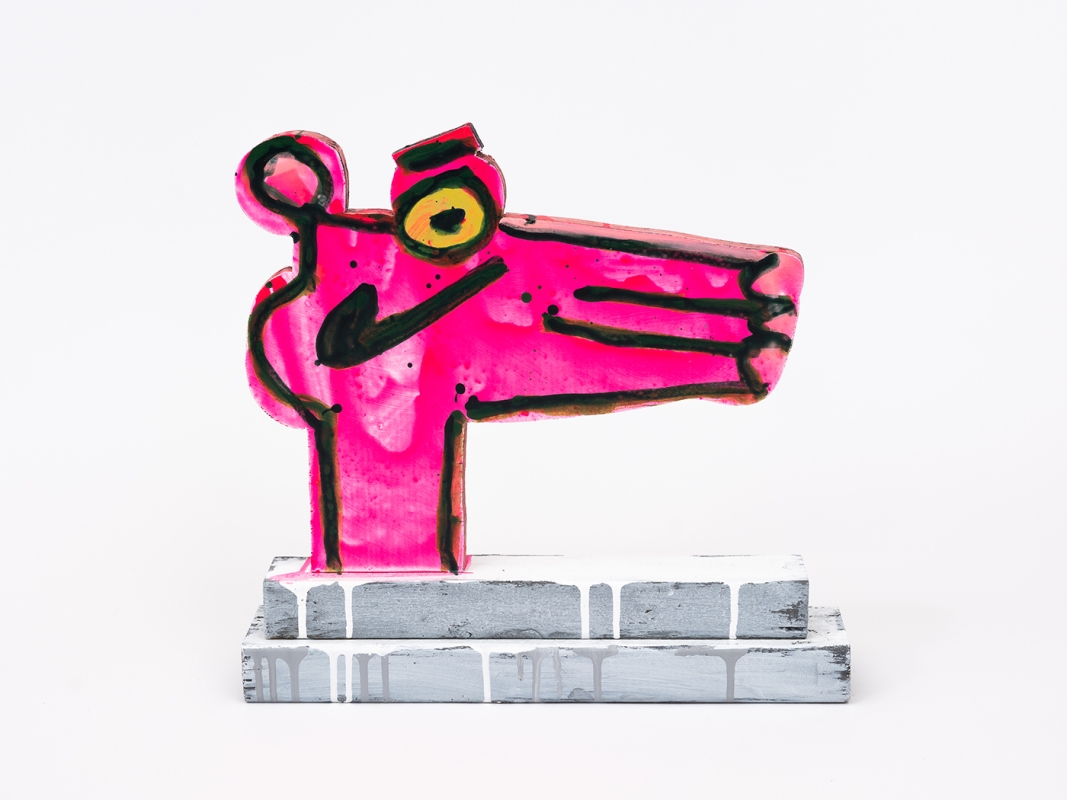 Katherine Bernhardt's hand-painted side of collaborative sculptural multiple.