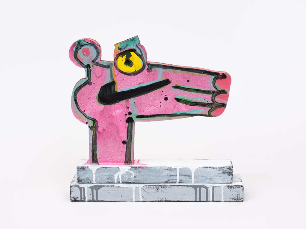 Katherine Bernhardt's hand-painted side of collaborative sculptural multiple.