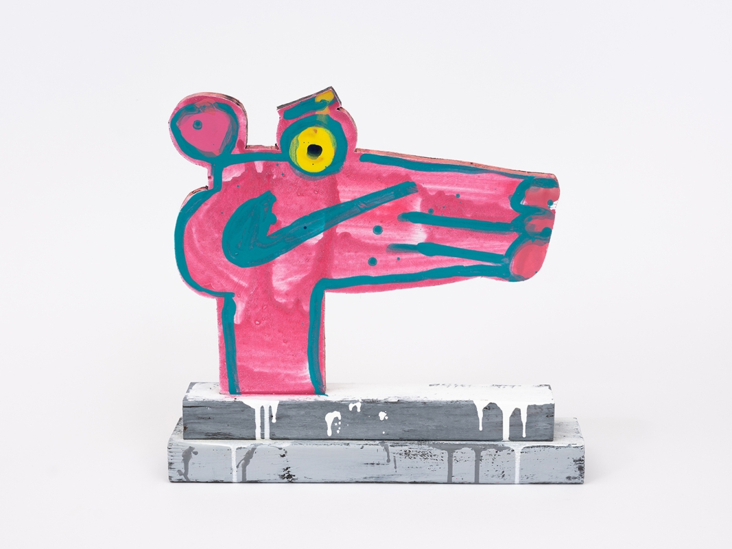 Katherine Bernhardt's hand-painted side of collaborative sculptural multiple.