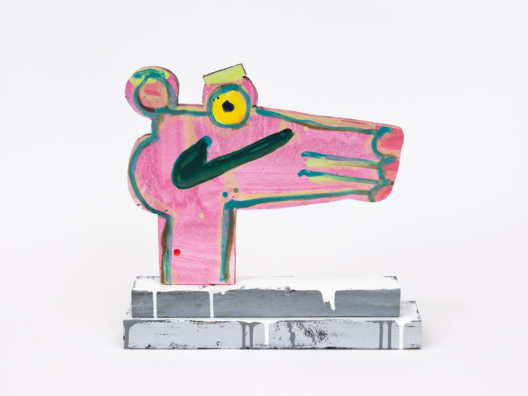 Katherine Bernhardt's hand-painted side of collaborative sculptural multiple.