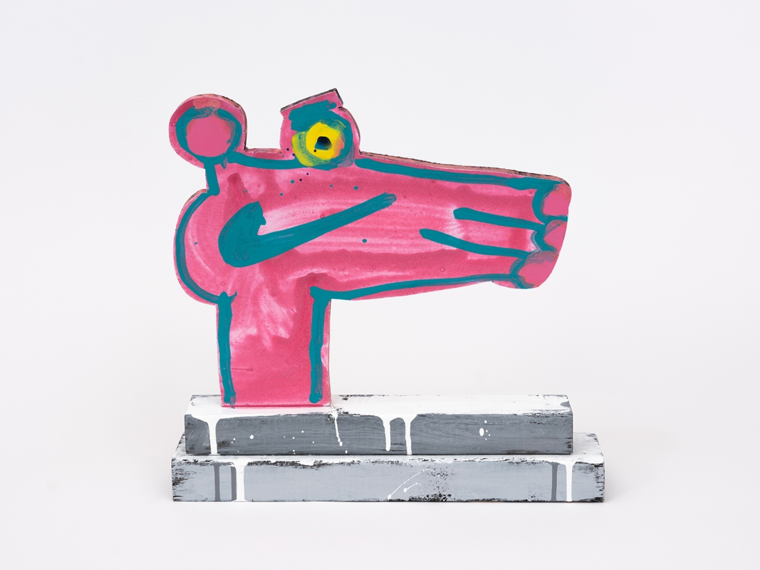 Katherine Bernhardt's hand-painted side of collaborative sculptural multiple.