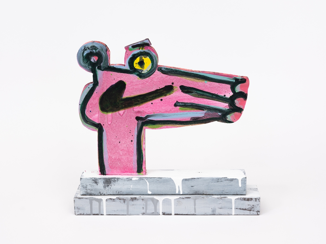 Katherine Bernhardt's hand-painted side of collaborative sculptural multiple.