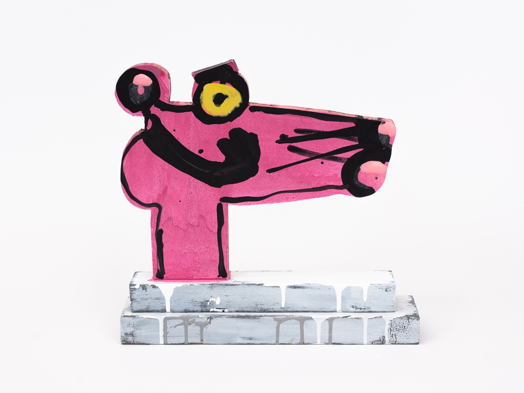 Katherine Bernhardt's hand-painted side of collaborative sculptural multiple.