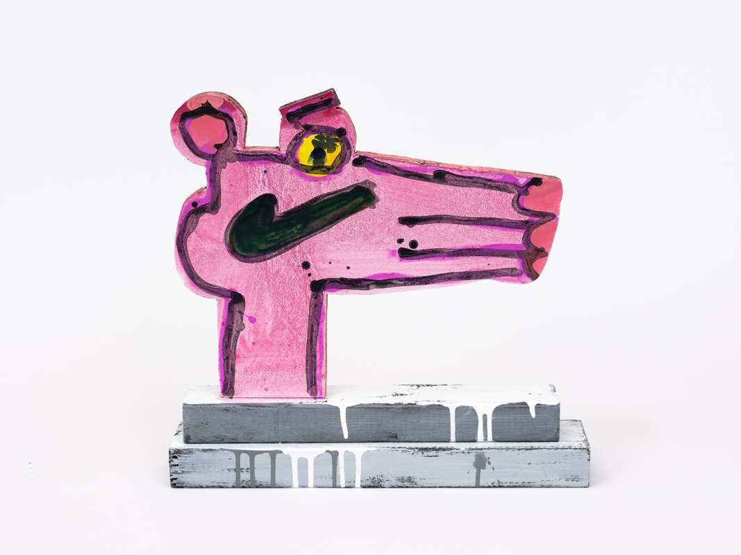 Katherine Bernhardt's hand-painted side of collaborative sculptural multiple.
