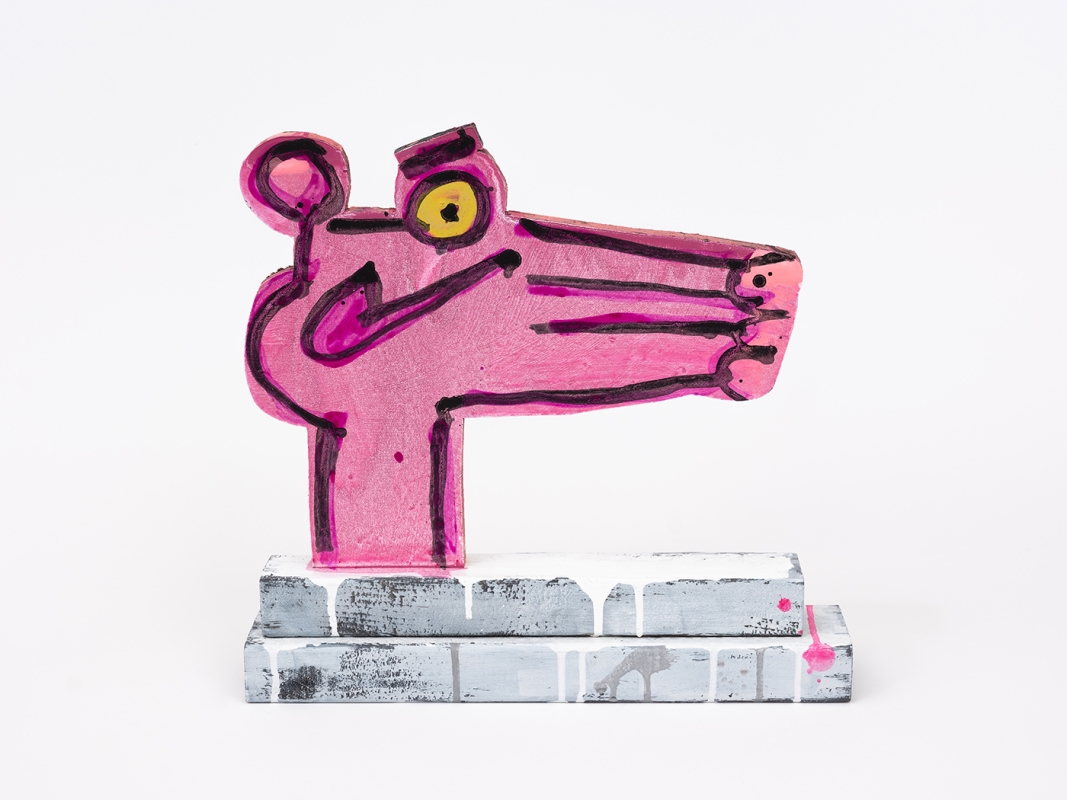 Katherine Bernhardt's hand-painted side of collaborative sculptural multiple.