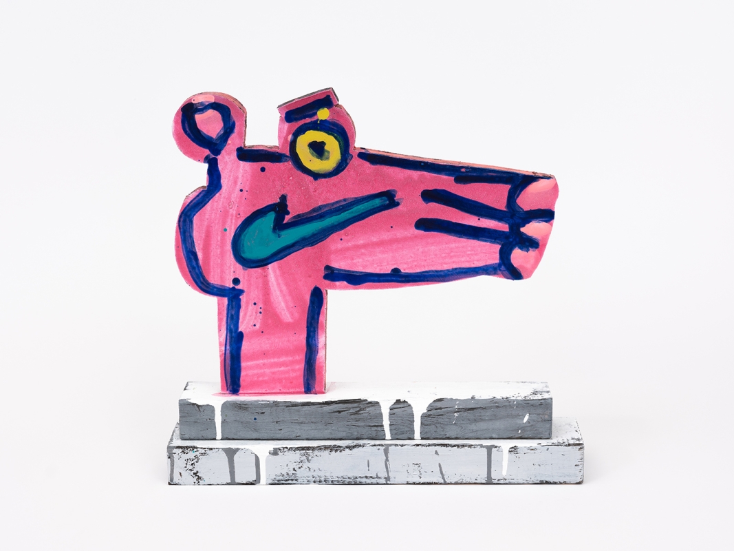 Katherine Bernhardt's hand-painted side of collaborative sculptural multiple.