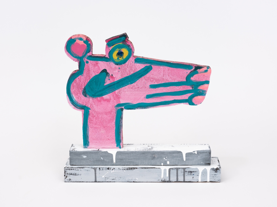 Katherine Bernhardt's hand-painted side of collaborative sculptural multiple.