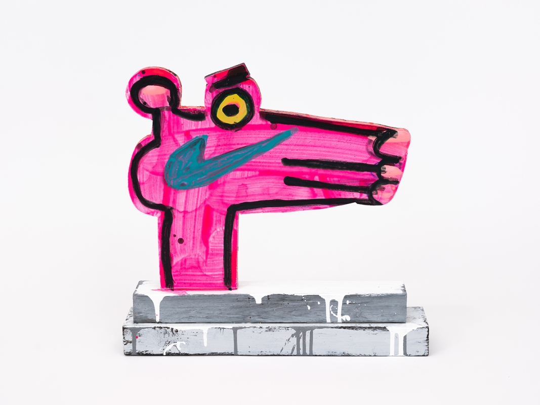 Katherine Bernhardt's hand-painted side of collaborative sculptural multiple.