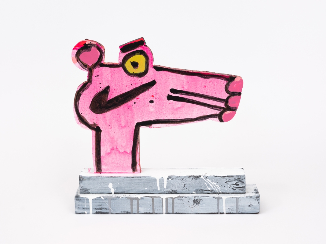Katherine Bernhardt's hand-painted side of collaborative sculptural multiple.