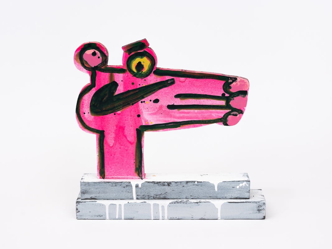 Katherine Bernhardt's hand-painted side of collaborative sculptural multiple.