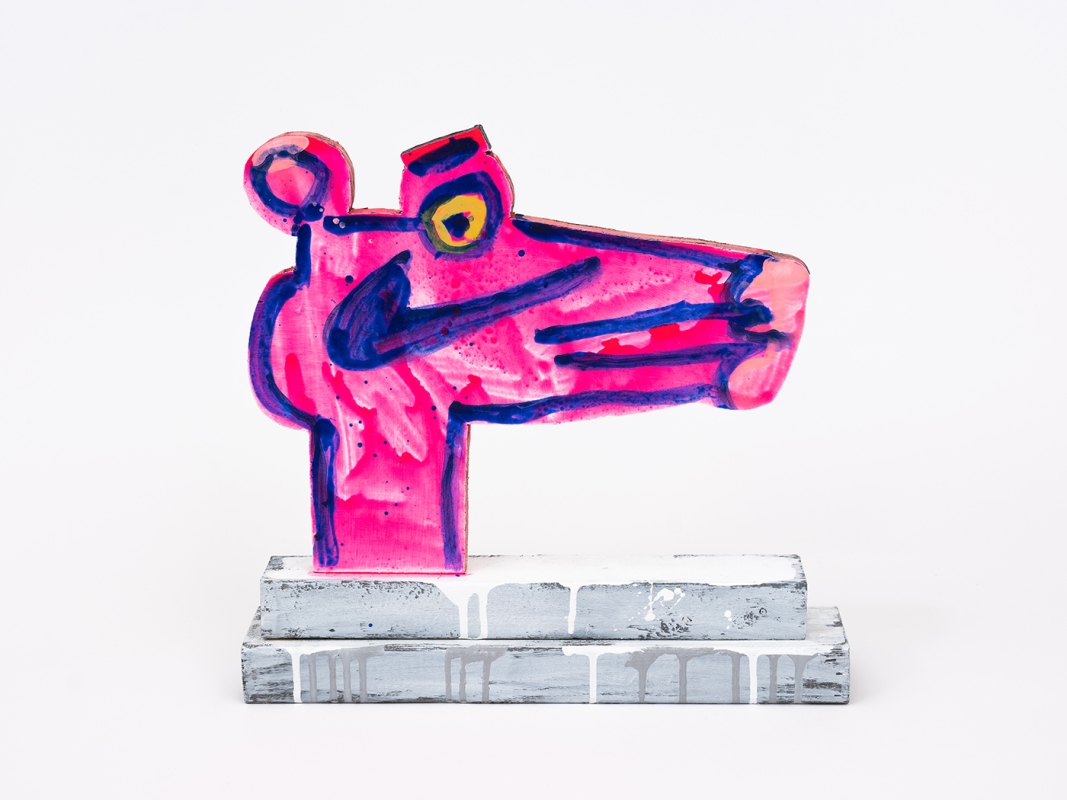 Katherine Bernhardt's hand-painted side of collaborative sculptural multiple.
