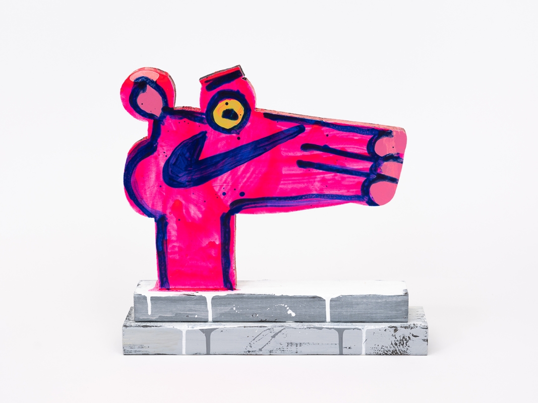 Katherine Bernhardt's hand-painted side of collaborative sculptural multiple.