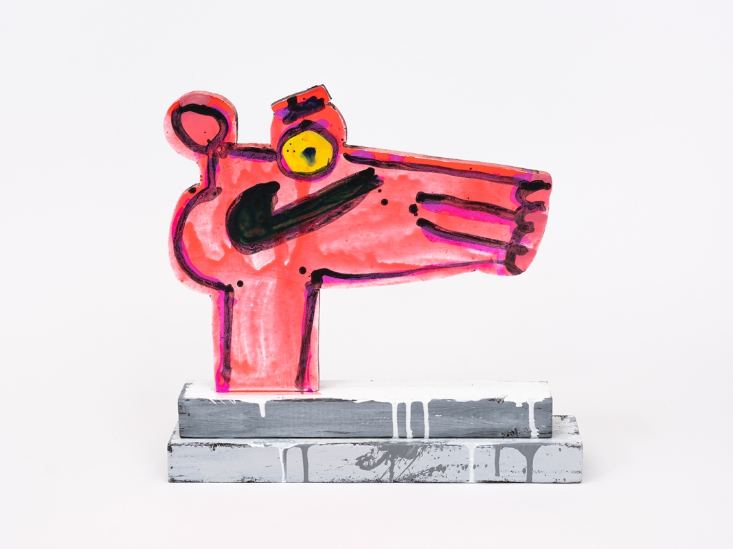 Katherine Bernhardt's hand-painted side of collaborative sculptural multiple.