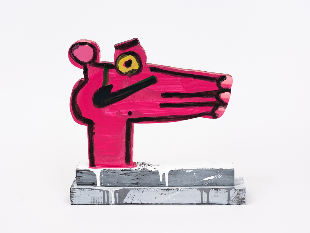 Katherine Bernhardt's hand-painted side of collaborative sculptural multiple.