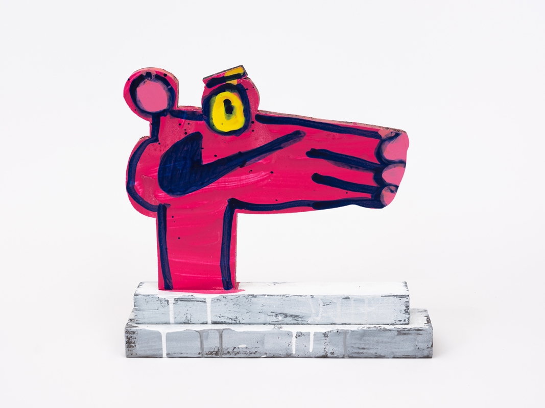 Katherine Bernhardt's hand-painted side of collaborative sculptural multiple.