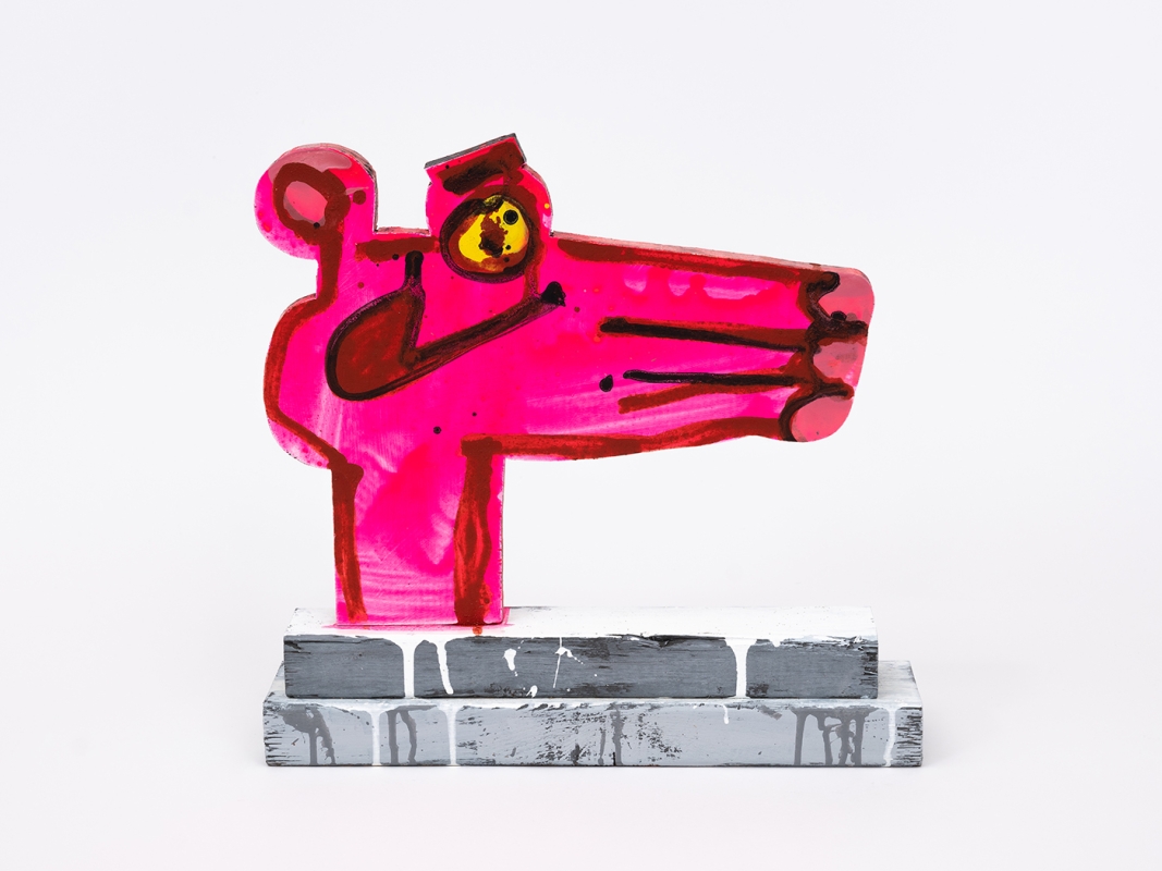 Katherine Bernhardt's hand-painted side of collaborative sculptural multiple.