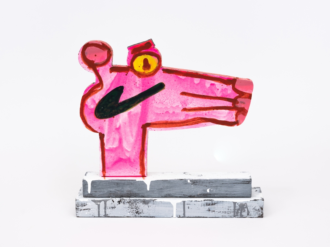 Katherine Bernhardt's hand-painted side of collaborative sculptural multiple.