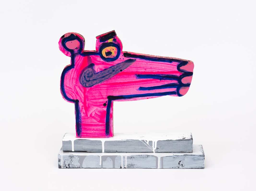 Katherine Bernhardt's hand-painted side of collaborative sculptural multiple.