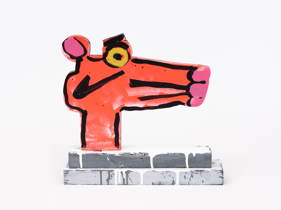 Katherine Bernhardt's hand-painted side of collaborative sculptural multiple.